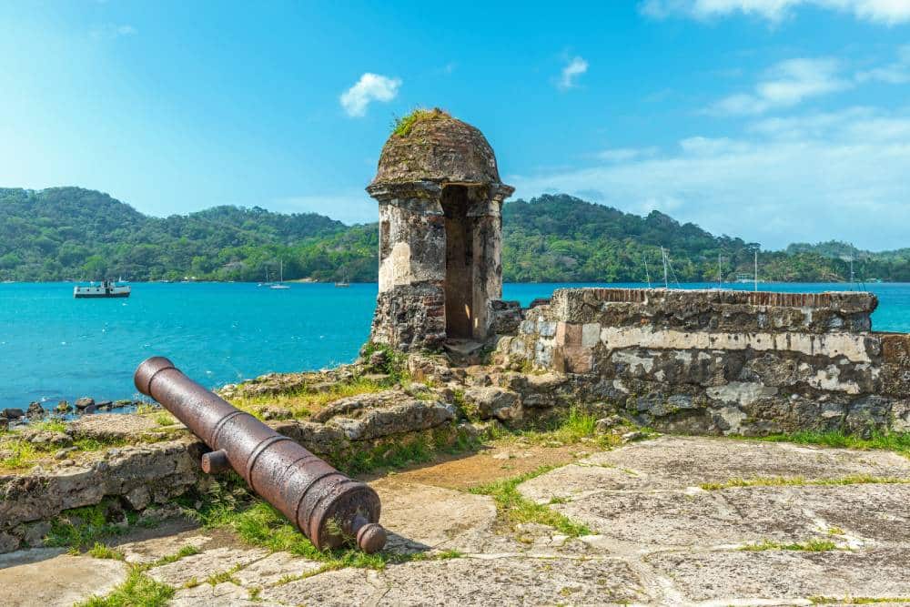 Canon overlooking the Caribbean Sea near Colon, Panama