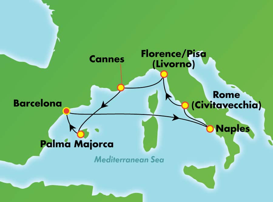 cruise to barcelona and italy