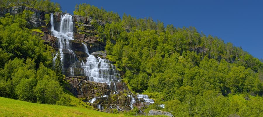 Tvinde waterfall on your Bergen cruise