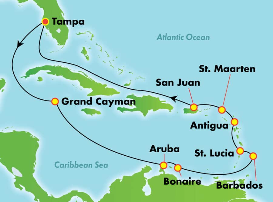 14Day Southern Caribbean from Tampa Cruise & Excursion